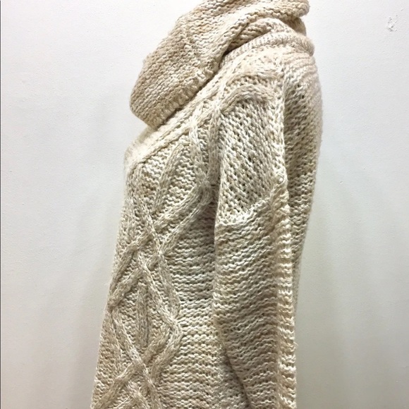 Bluenotes Women Cable Knit Sweater Chunky Beige Loose Fit Cowl Neck Small - Picture 10 of 11